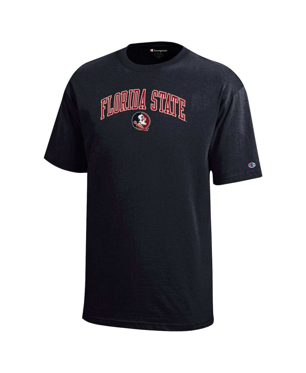 Champion Big Boys and GirlsFlorida State Seminoles Arch Over Logo T-Shirt - Black