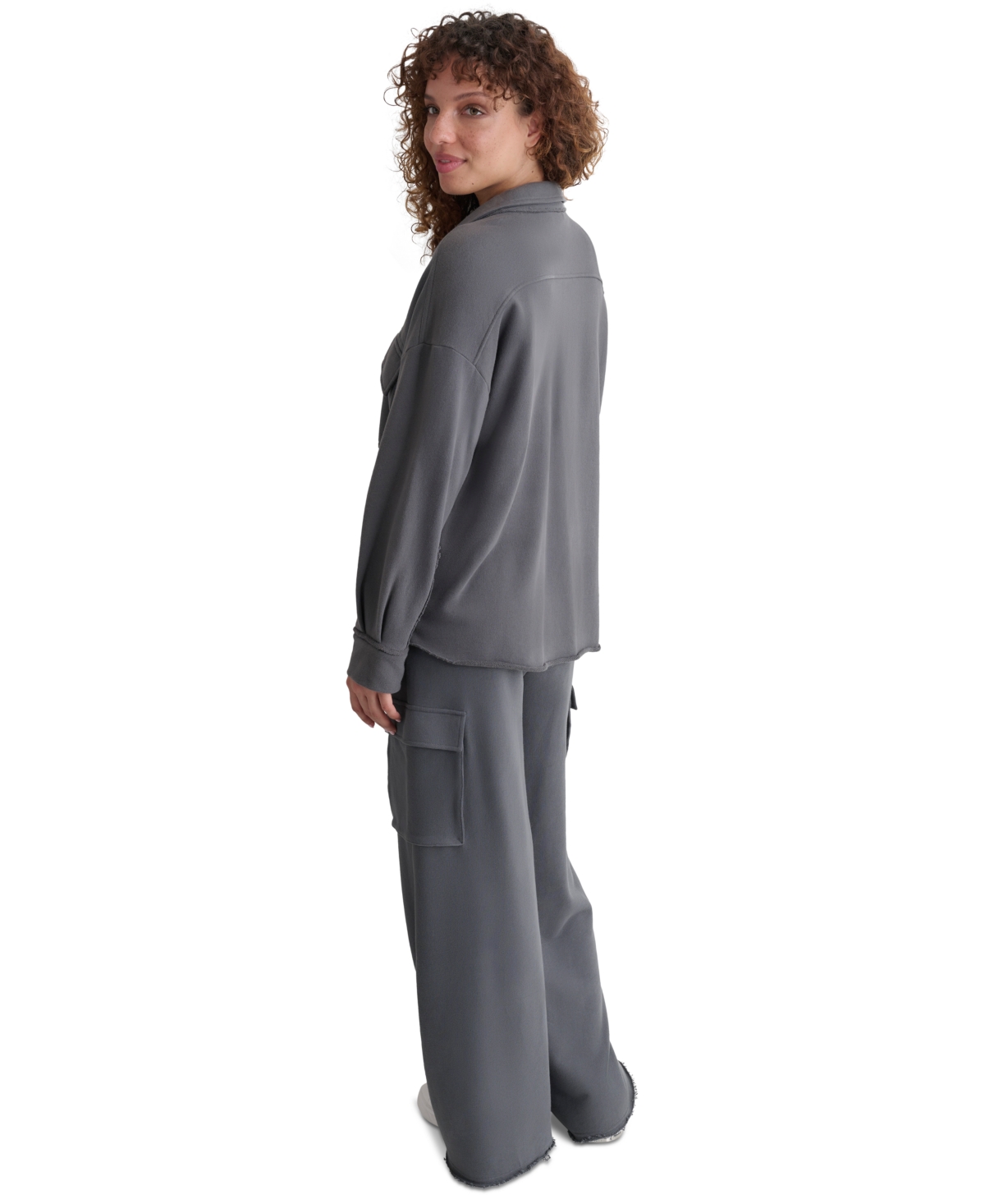 Dkny Jeans Women's Relaxed Cotton Shirt Jacket In Forged Iron