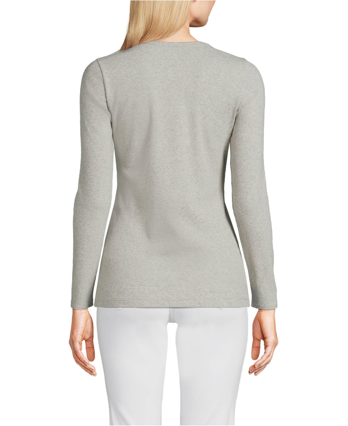 Lands' End Petite Long Sleeve Micro Rib T-Shirt
