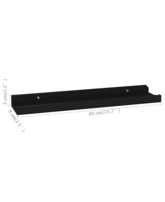 Wall Shelf Set of 4 Black MDF Medium Wall mounting Wall Shelf