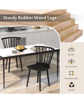 Rubber Wood Windsor Dining Chairs Set of 2 with Spindle Back for Living Room