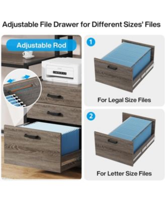 63 Inch Computer Desk with File Drawer Cabinet, Ergonomic Office Desk with Monitor Stand, Workstation Desk
