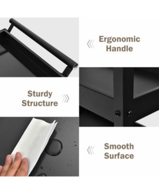 3-Tier Utility Cart with Steel Frame and Four Wheels