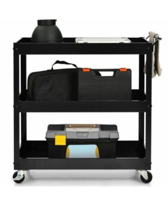 3-Tier Utility Cart with Steel Frame and Four Wheels