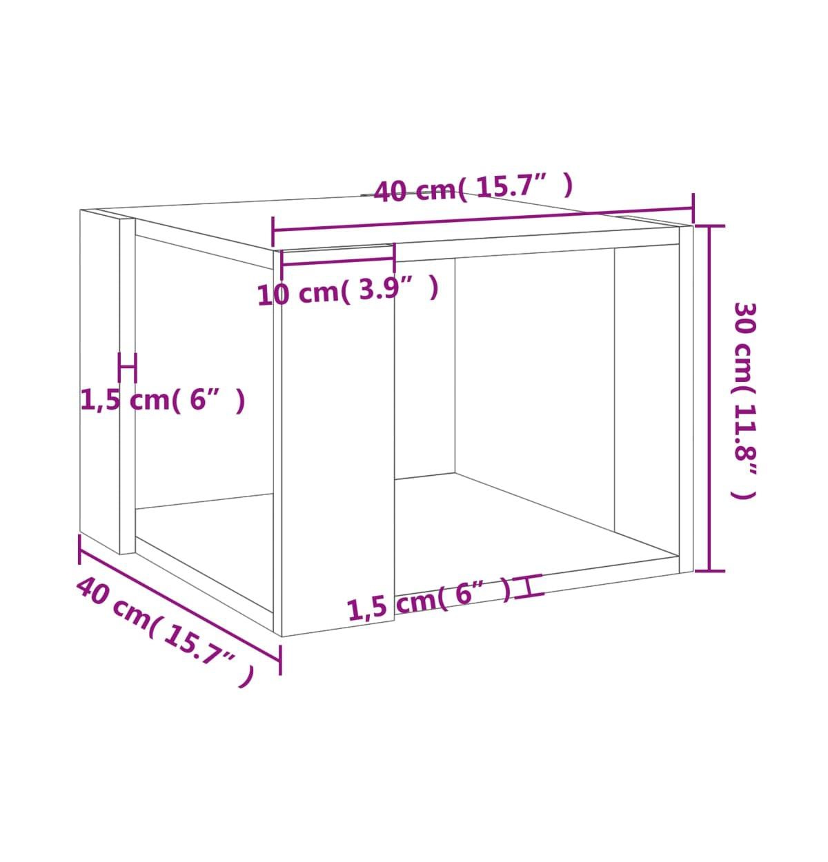vidaXL Coffee Table Sonoma Oak 15.7"x15.7"x11.8" Engineered Wood