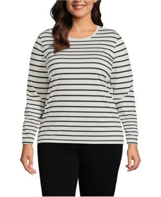 Plus Size Supima Cotton Long Sleeve Crewneck T-Shirt