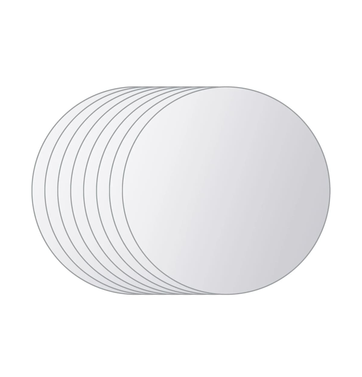 vidaXL 8 pcs Mirror Tiles Round Glass
