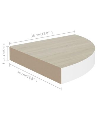 Wall Corner Shelves 2 pcs Oak and White 13.7"x13.7"x1.4" MDF