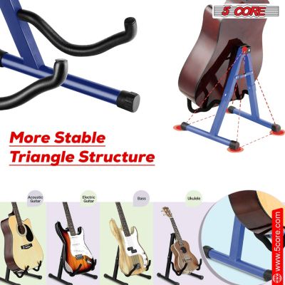 Double Guitar Stand Floor Adjustable Heavy Duty A Frame Folding Acoustic Electric Bass Mandolin Banjo Violin Holder Stands