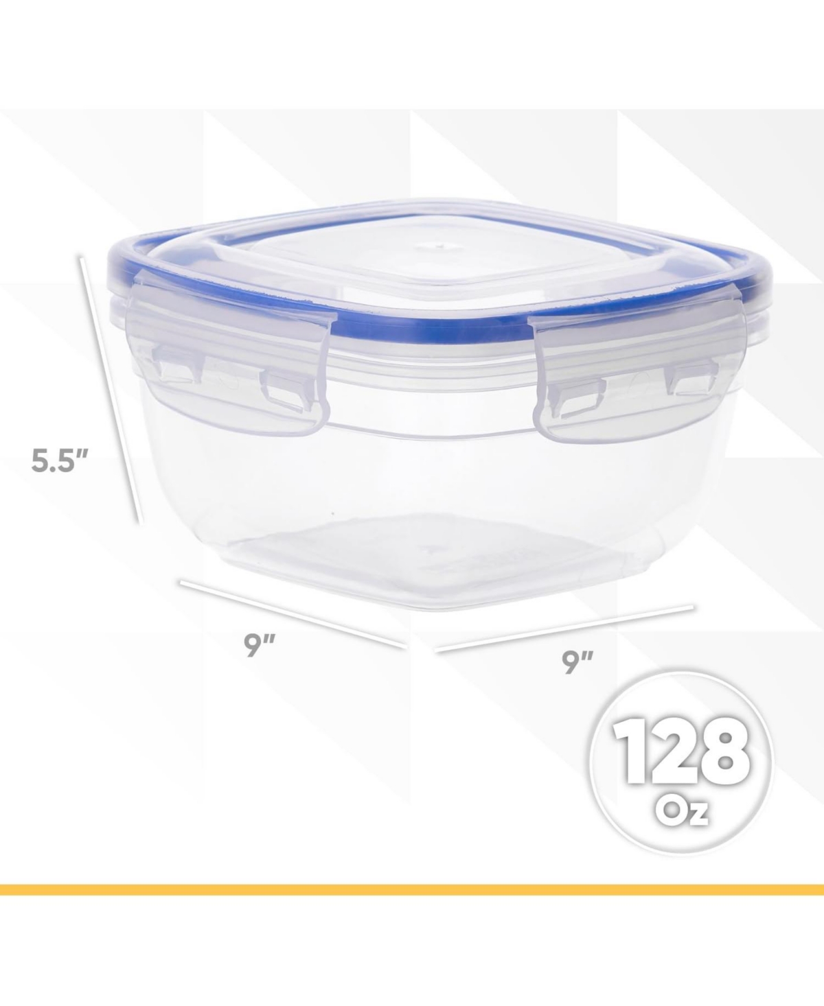 Superio Airtight Food Storage Container with Leakproof Lid, 80 Oz,- Clear