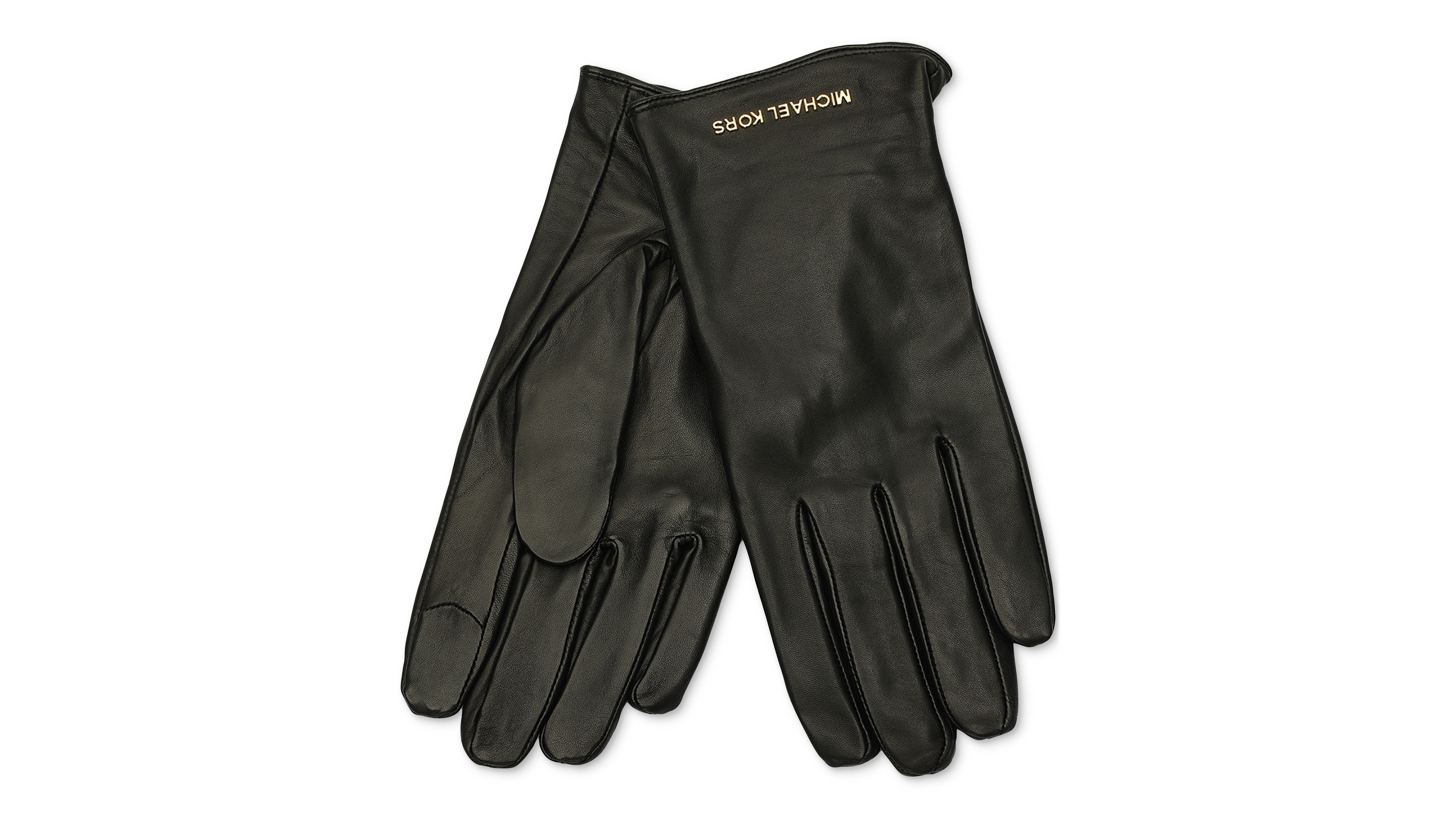 Michael Kors Women's Logo Detail Leather Tech Gloves
