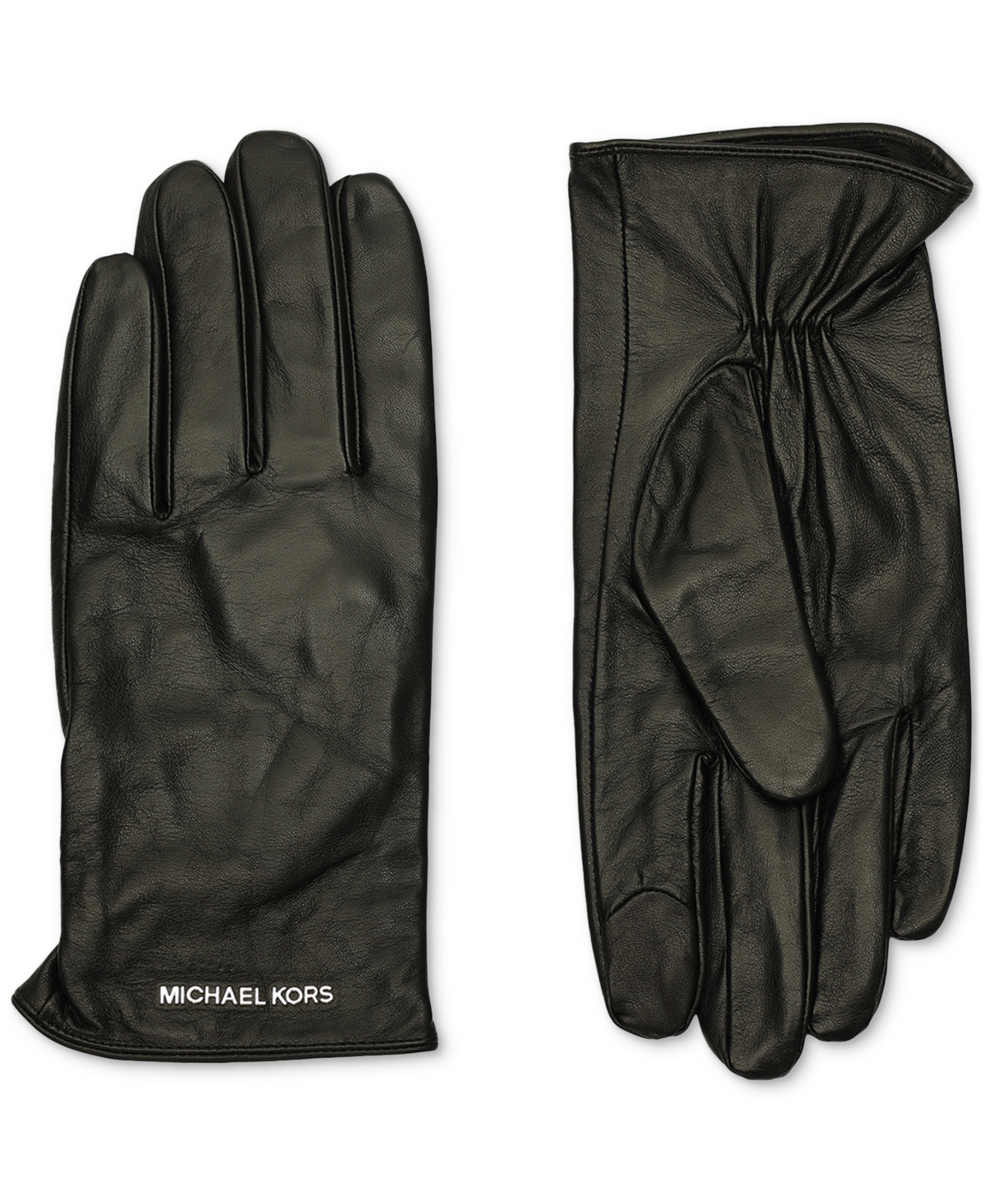 Michael Michael Kors Women's Logo Detail Leather Tech Gloves