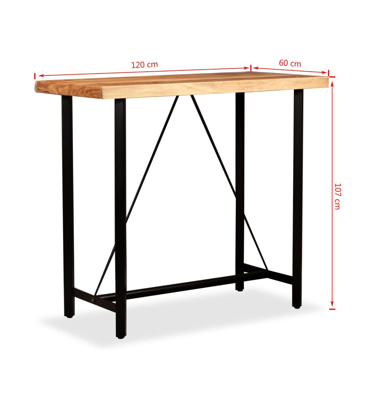 vidaXL Bar Table Solid Acacia Wood 47.2