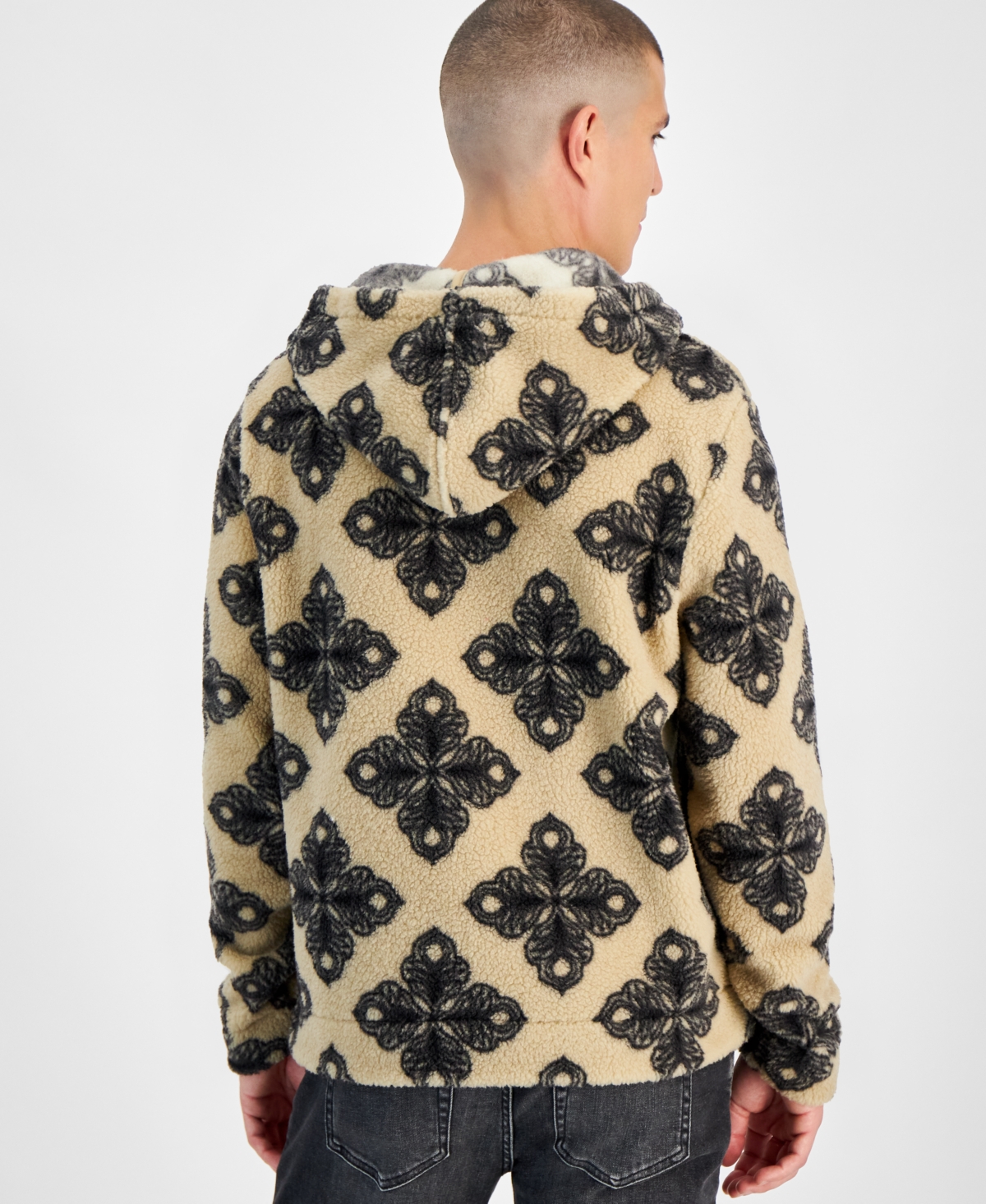 Sun + Stone Men's Tate Mosaic-Print Fleece Hoodie, Created for Macy's