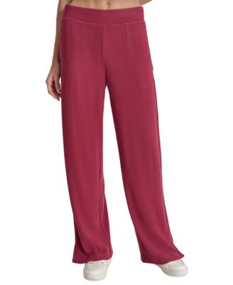 DKNY - Women's Brushed Rib-Knit Straight-Leg Pants