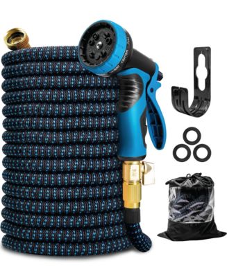 KOTTO Expandable Garden Hose with 10 Spray Nozzles, Solid Brass Connector, Leak-Proof Design