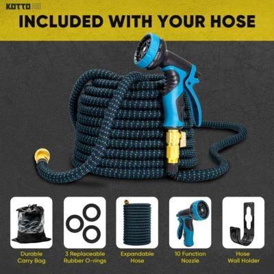 100' Expandable Water Garden Hose: 10 Spray Nozzles, Solid Brass Connector, Leak-Proof Design