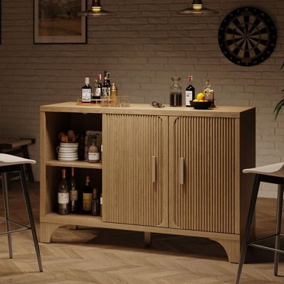 47-inch Mid Century Modern Buffet Cabinet with Fluted Doors, Wood Sideboard and Credenza for Kitchen or Living Room