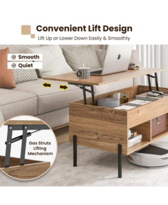 1Pc Wood and Metal Lift-Top Hidden Storage Central Coffee Table
