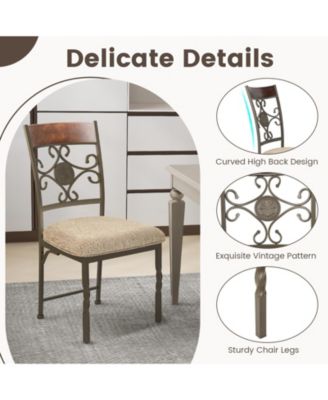 Set of 2 Dining Room Chairs Armless Kitchen Chairs Set with Seat Cushion