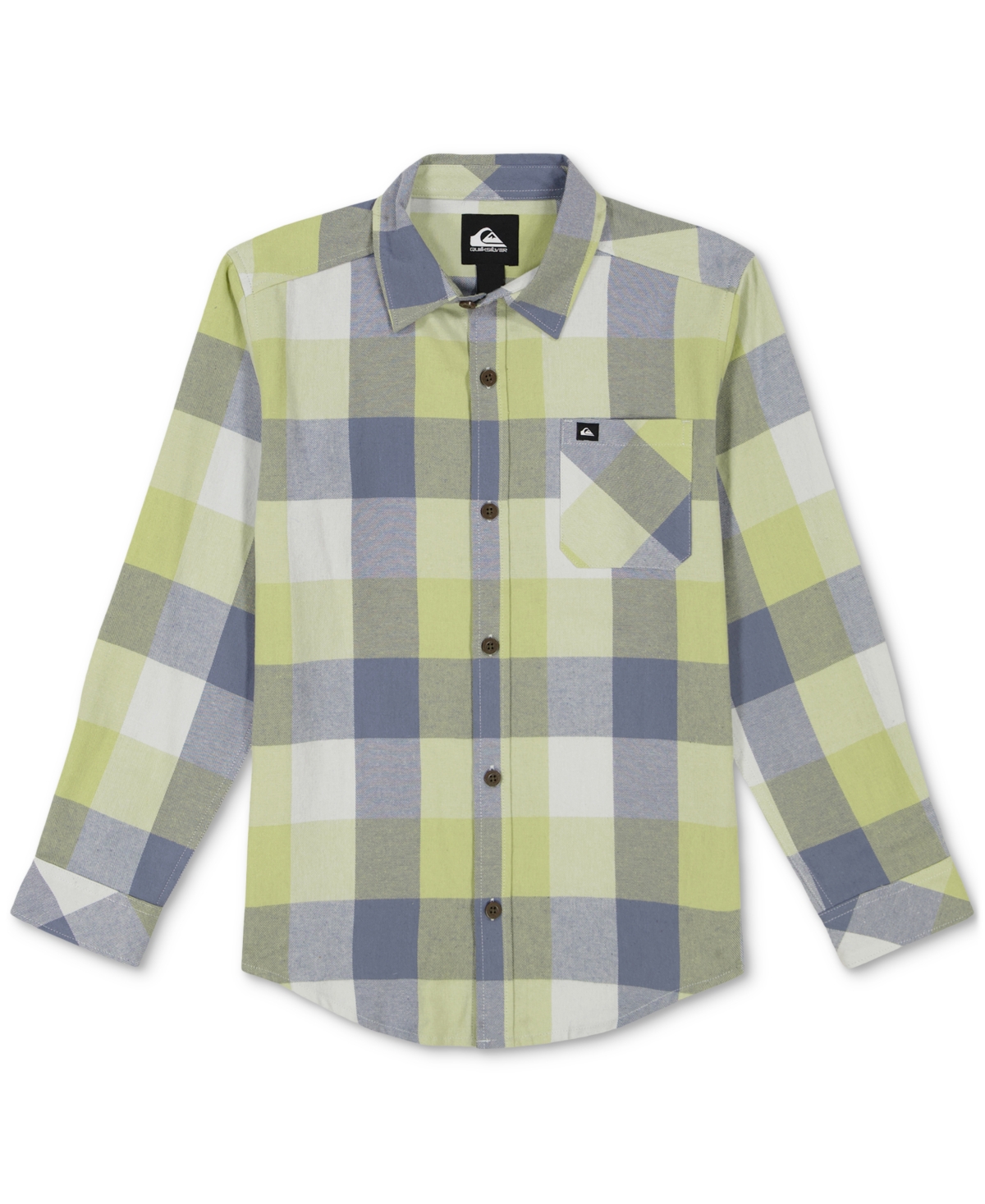 Quiksilver Kids' Big Boys Mother Fly Loose-fit Check Button-down Flannel Shirt In Winter Pea