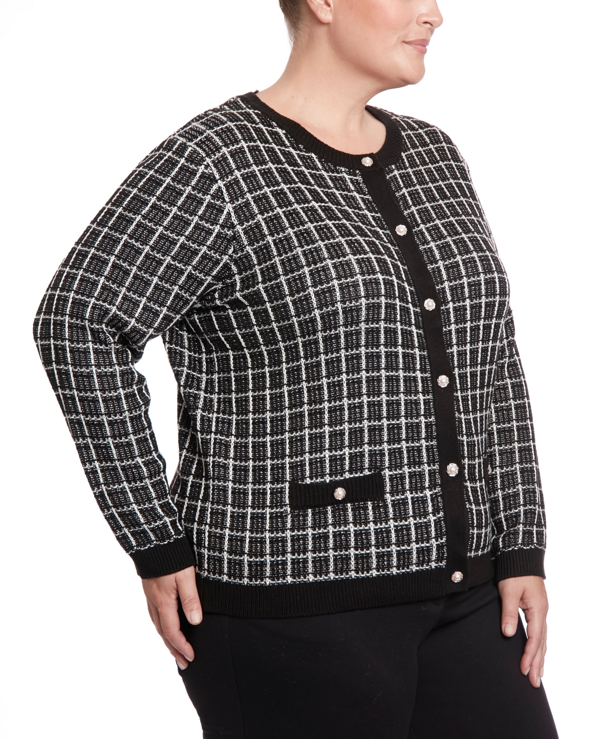 Joseph A Plus Size Novelty Stitch Cardigan Sweater