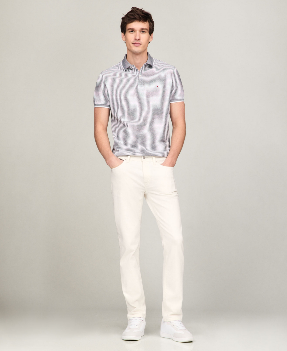 Tommy Hilfiger Men's Regular-Fit Tipped Linen Polo Shirt -/ Desert Sky
