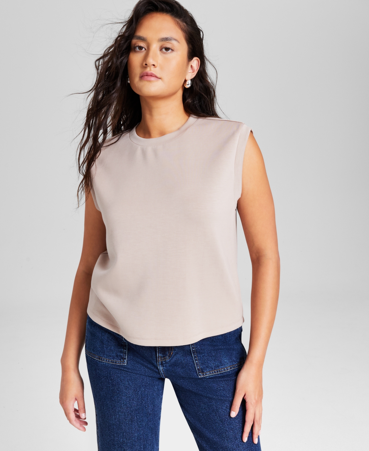And Now This Women's Scuba Crewneck Sleeveless Top, Created for Macy's