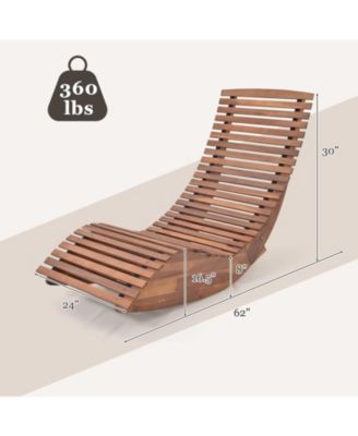 Outdoor Acacia Wood Rocking Chair with Widened Slatted Seat and High Back