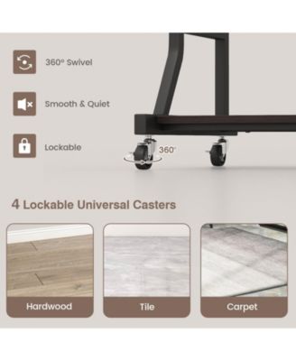 Mobile Computer Desk with Keyboard Tray Mouse Tray and Shelf-Dark Brown