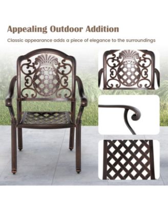 Patio Dining Chairs – 2 Pc, Cast Aluminum, Metal Armchairs, Stackable Design, Outdoor Furniture for Garden or Patio
