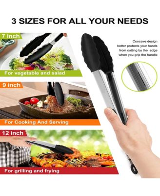 Kitchen Tongs Set with Silicone Tips Heat Resistant