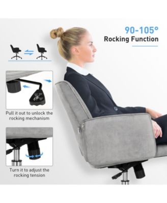 Adjustable Hollow Mid Back Leisure Office Chair with Armrest-Gray