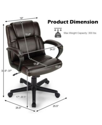 1 PC Adjustable Leather Executive Office Chair Computer Desk Chair with Armrest