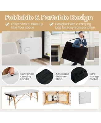 Portable Adjustable Facial Spa Bed with Carry Case-White