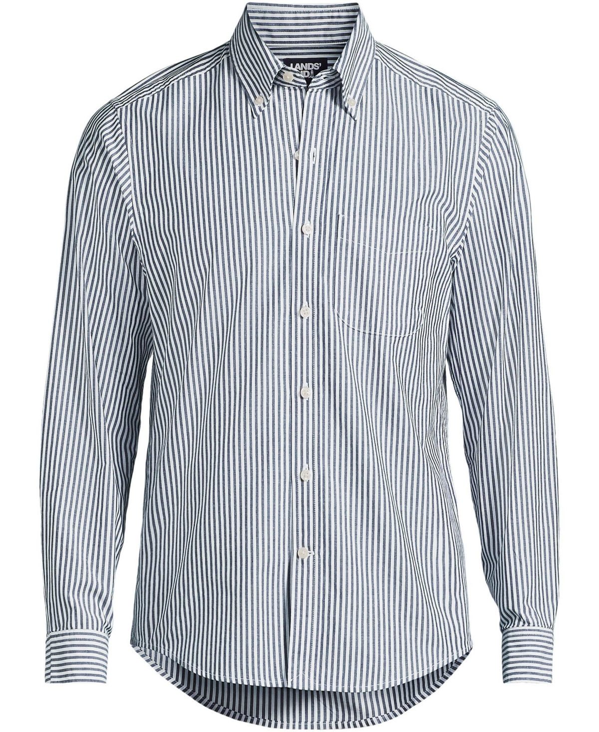 Lands' End Big & Tall Traditional Fit Essential Lightweight Poplin Shirt -white stripes