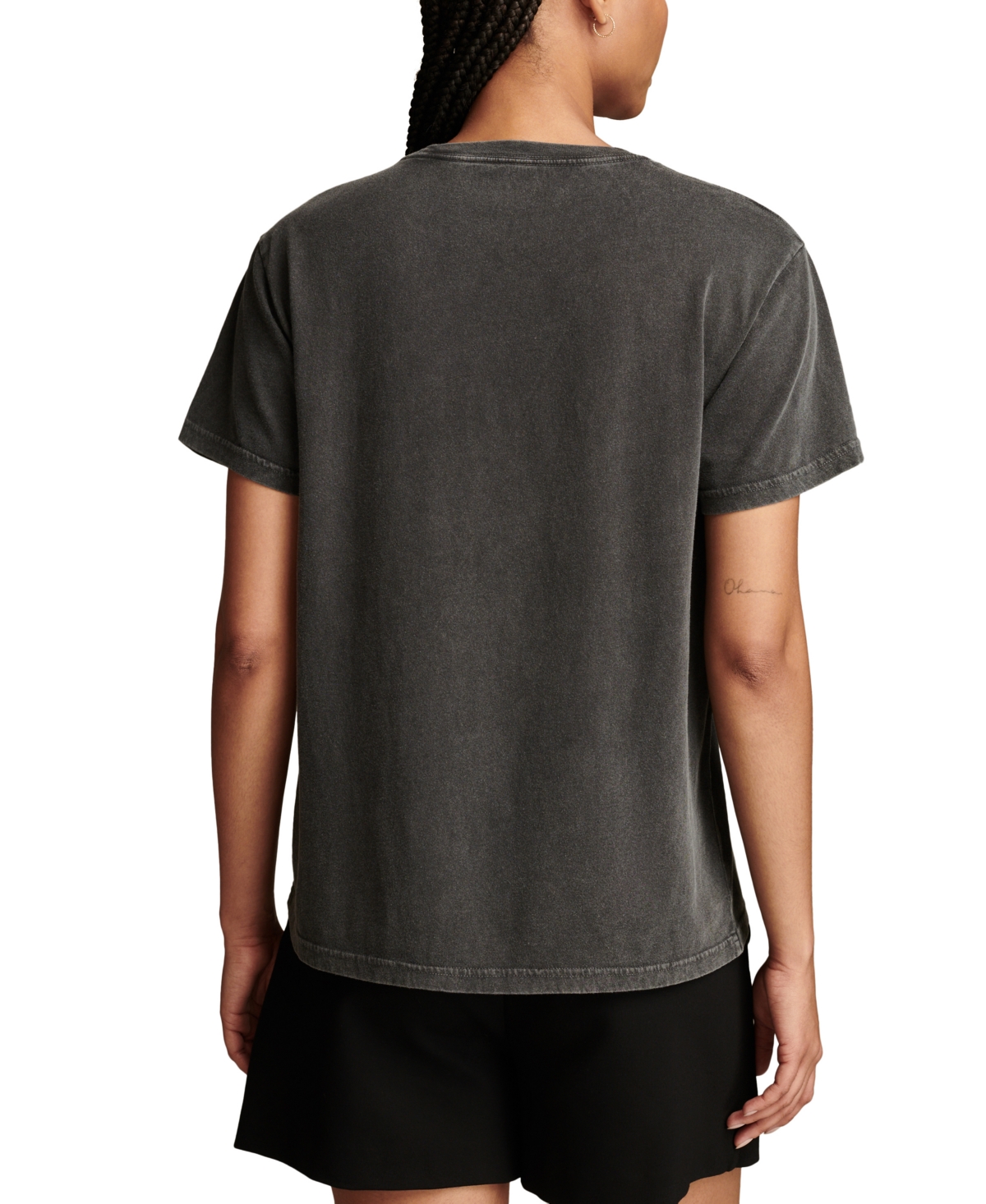 Shop Lucky Brand Women's Find Your Path Studded Graphic Print Boyfriend T-shirt In Jet Black