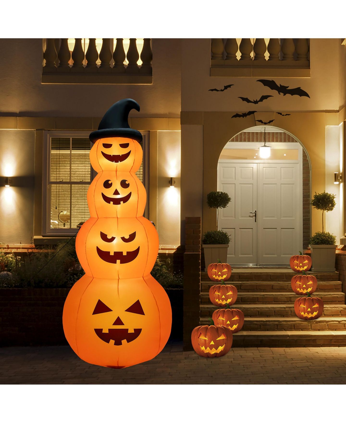 Детская игрушка VEBREDA 8 Feet Inflatable Halloween Pumpkins Stack with Built-in LED Lights, цвет: Оранжевый — фото 4