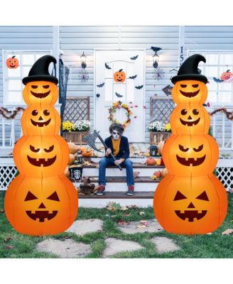 8 Feet Inflatable Halloween Pumpkins Stack with Built-in LED Lights