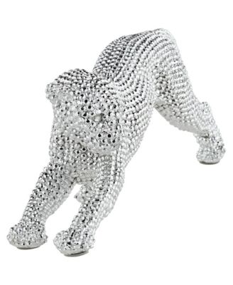 Silver Prowling Leopard 17 1/2" Wide Accent Sculpture