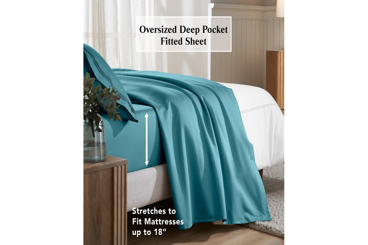 Superior Egyptian Cotton 650 Thread Count Solid Deep Pocket Sheet Set, Xl