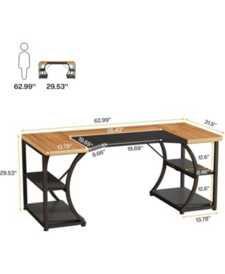 63-Inch Executive Desk, Large Office Computer Desk with Double Pedestal, Modern Simple Workstations Writing Table