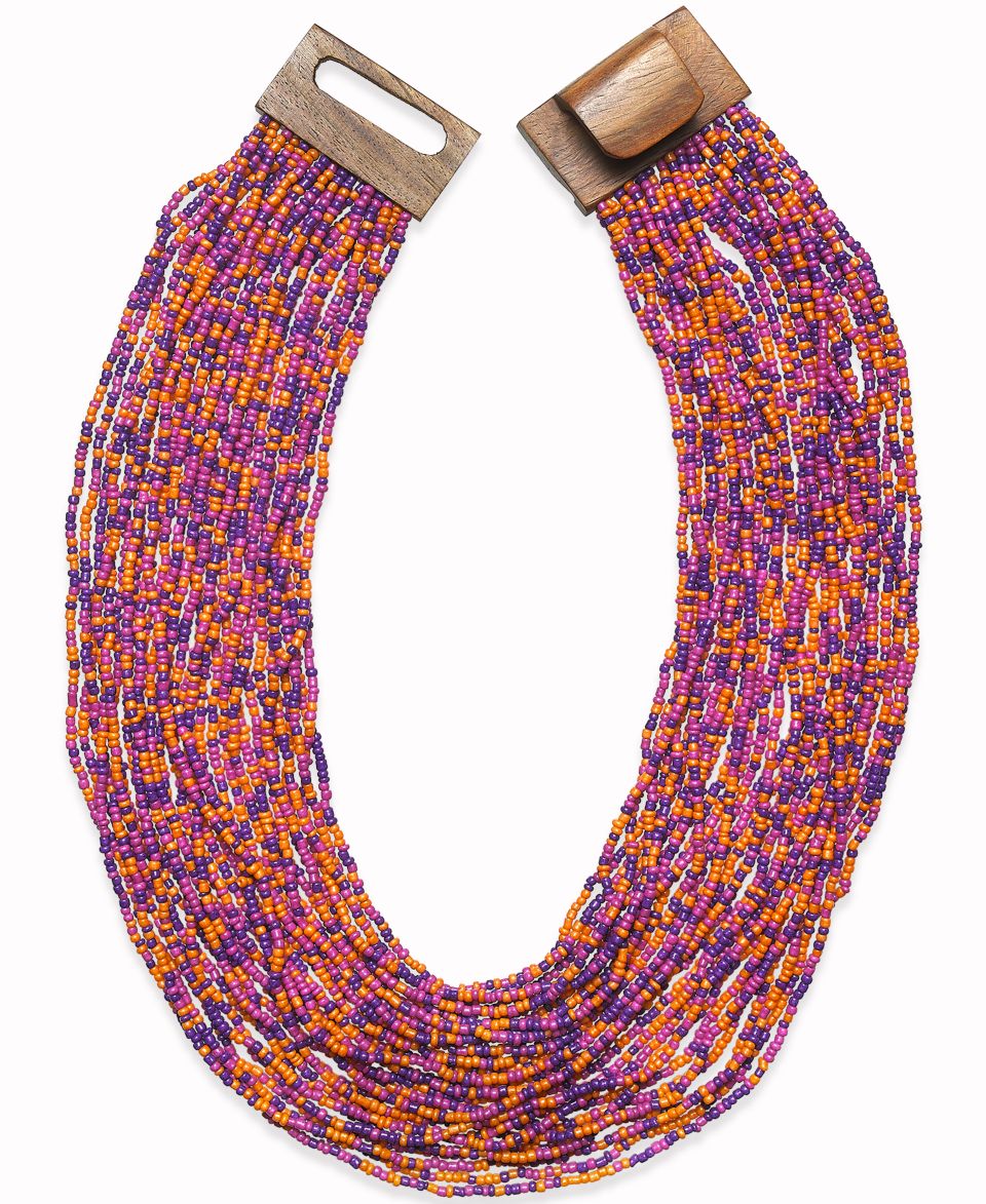 Style & Co. Gold Tone Multicolor Seed Bead Multi Row Necklace