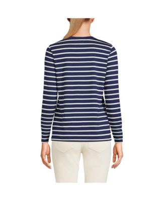 Petite Relaxed Supima Cotton Long Sleeve V-Neck T-Shirt