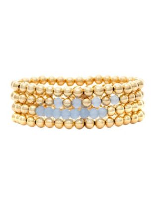 Style & Co 3 Piece Set Shell & Bead Stretch Bracelets (Blue