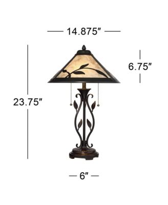 Feuille Country Cottage Table Lamp 23 3/4" High Metal Openwork Leaf Mica Shade for Bedroom Living Room Bedside Nightstand Office