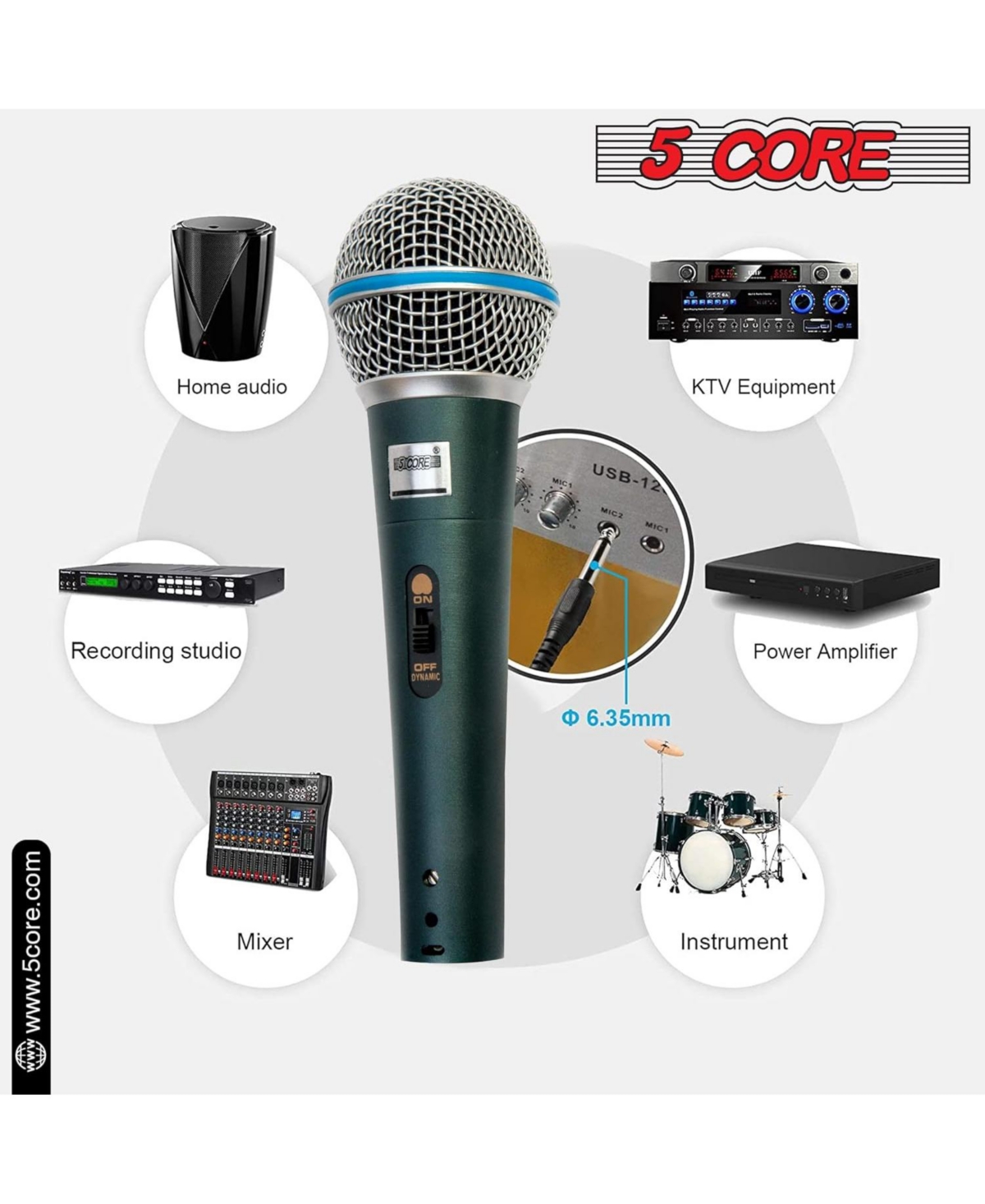 5 Core Microphone For Singing Karaoke Mic Xlr Dynamic Mic Cardioid Unidirectional Microfono - 2PCS