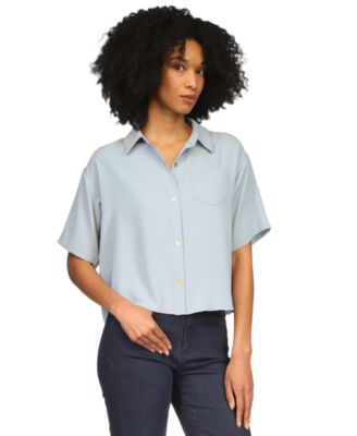 Michael Kors Womens Printed Pleated Top Blue Size L main image 1