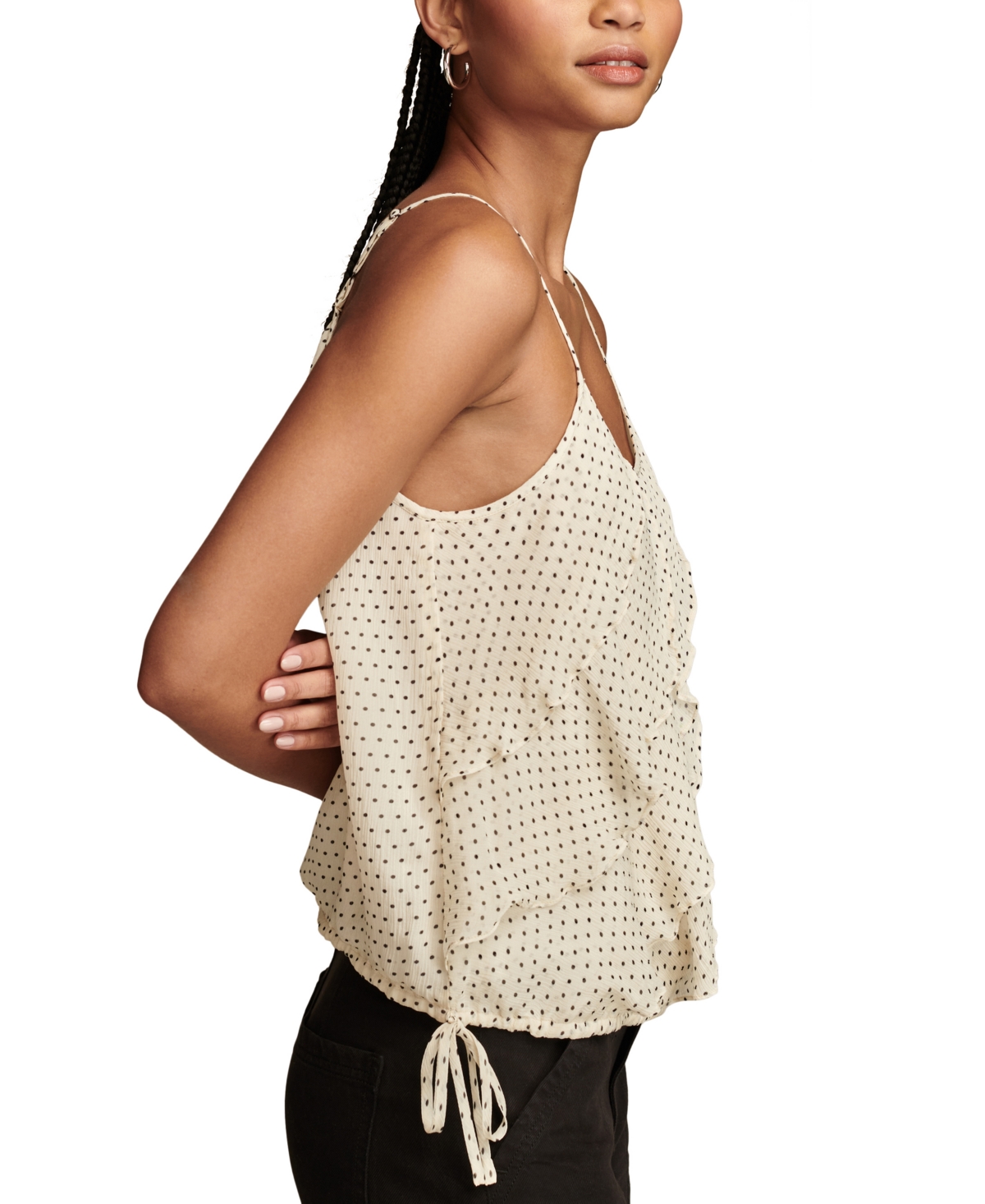 Lucky Brand Women's Printed Long Ruffle Camisole