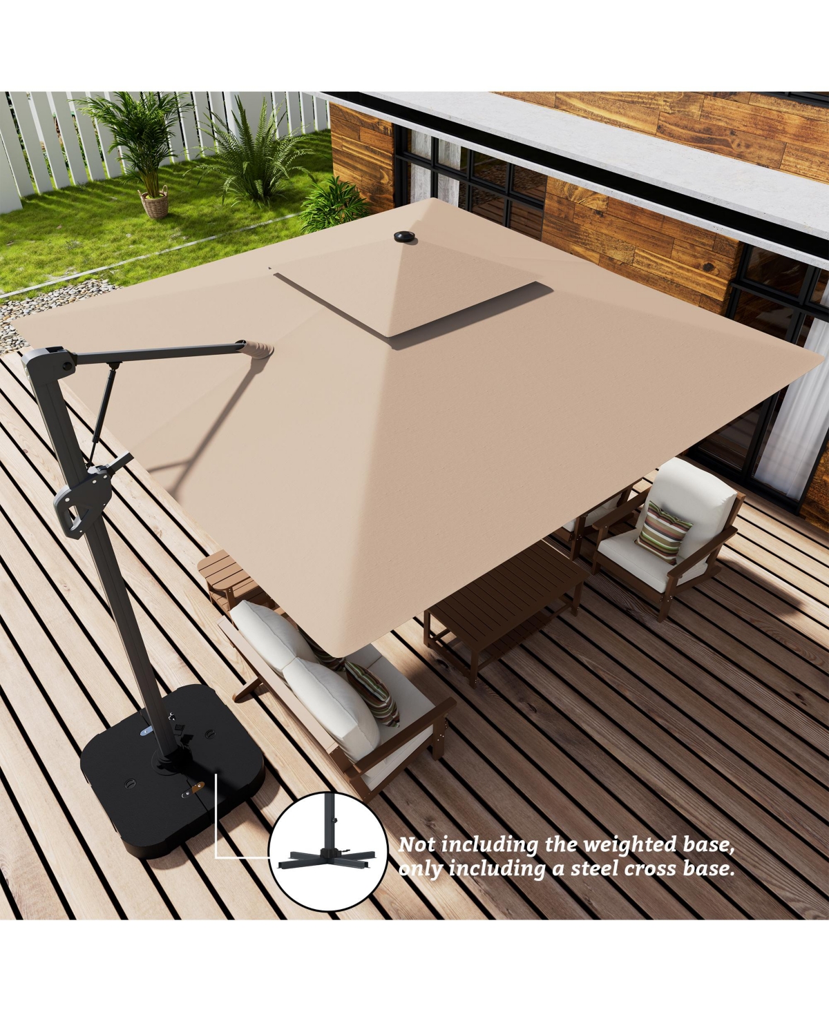 Boyel Living ft. Square Aluminum and Steel Cantilever Outdoor Patio Umbrella with Cover and Base